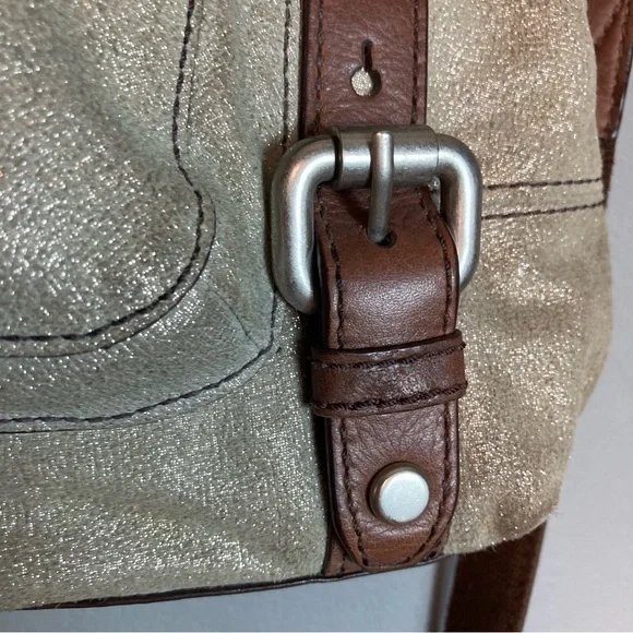 Fossil convertible satchel crossbody gold Y2k handle academia canvas field brief